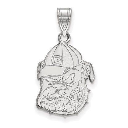 14K White Gold Logoart University Of Georgia Bulldog Large Pendant