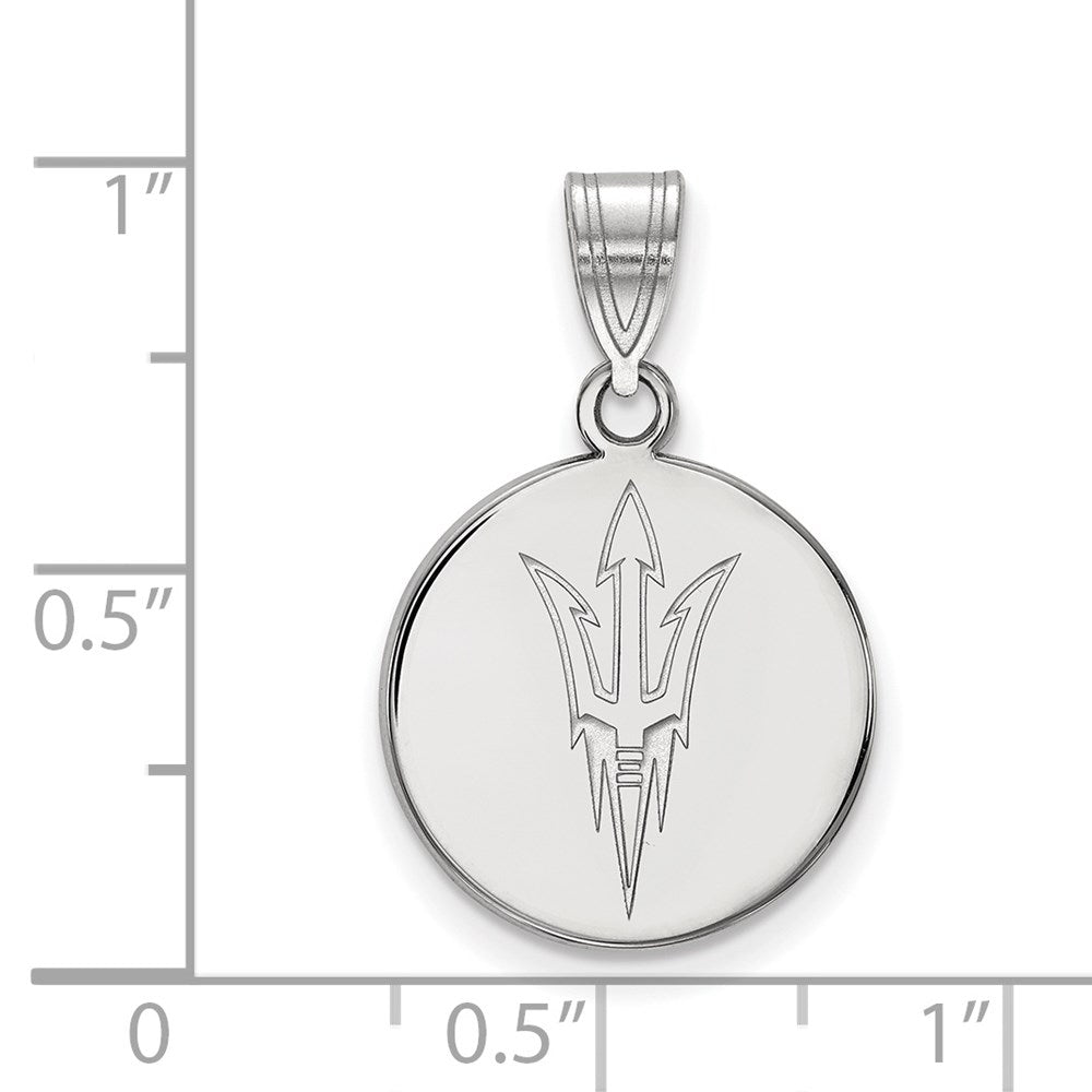 10K White Gold Logoart Arizona State University Pitchfork Medium Disc Pendant