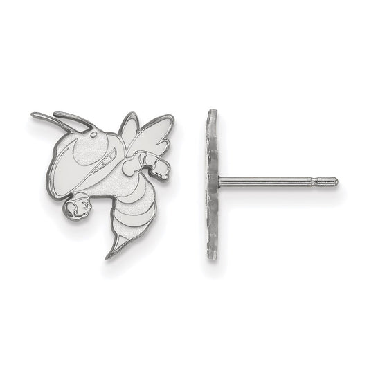 10K White Gold Logoart Georgia Institute Of Technology Yellow Jacket Small Post Earrings