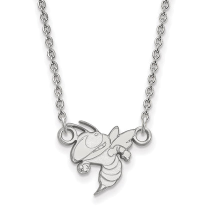 10K White Gold Logoart Georgia Institute Of Technology Yellow Jacket Small Pendant 18 Inch Necklace