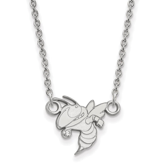 14K White Gold Logoart Georgia Institute Of Technology Yellow Jacket Small Pendant 18 Inch Necklace