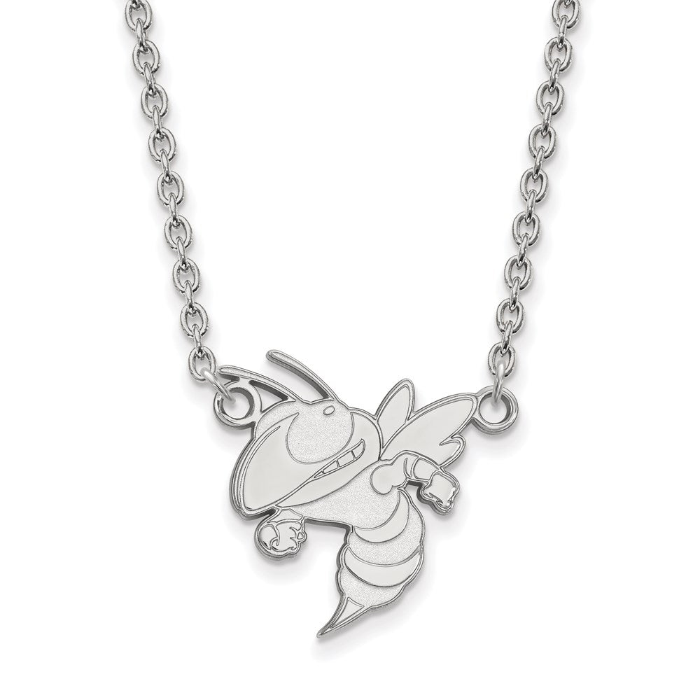14K White Gold Logoart Georgia Institute Of Technology Yellow Jacket Large Pendant 18 Inch Necklace