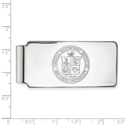 Sterling Silver Rhod-Pltd Logoart Virginia Tech Crest Money Clip