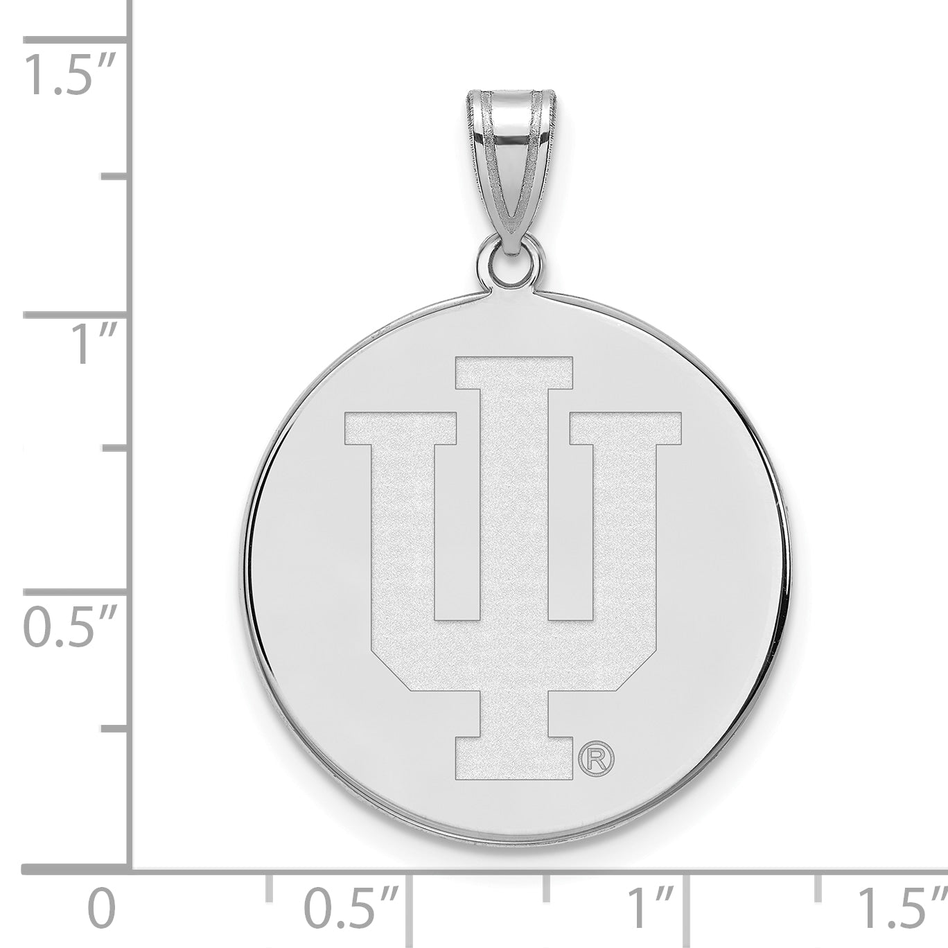 14K White Gold Logoart Indiana University I U Extra Large Disc Pendant