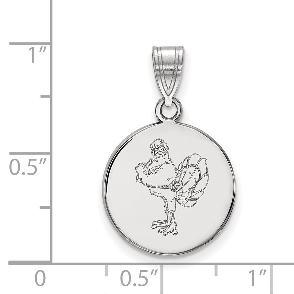 14K White Gold Logoart Virginia Tech Hokiebird Medium Disc Pendant