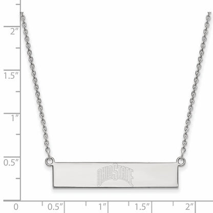 Sterling Silver Rhodium Plated Logoart The Ohio State University Small Bar 18 Inch Necklace