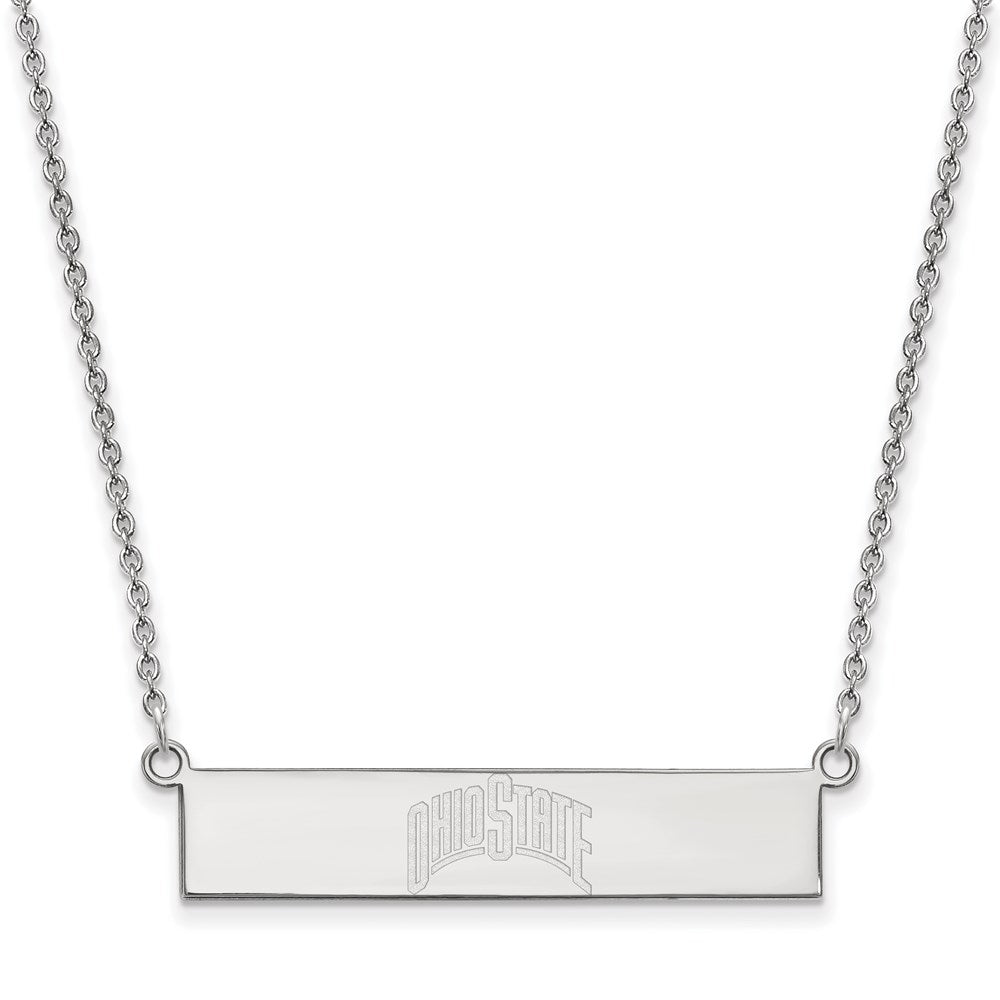 Sterling Silver Rhodium Plated Logoart The Ohio State University Small Bar 18 Inch Necklace
