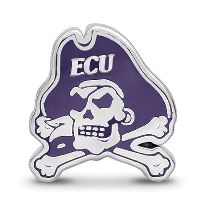 Sterling Silver Rhod-Pltd Logoart East Carolina University Enamel Bead