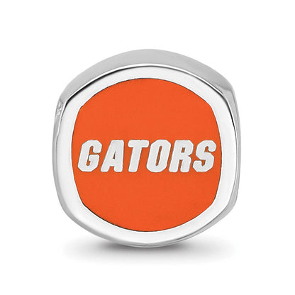 Sterling Silver Rhod-Pltd Logoart U. of Florida Enamel Double Logo Bead