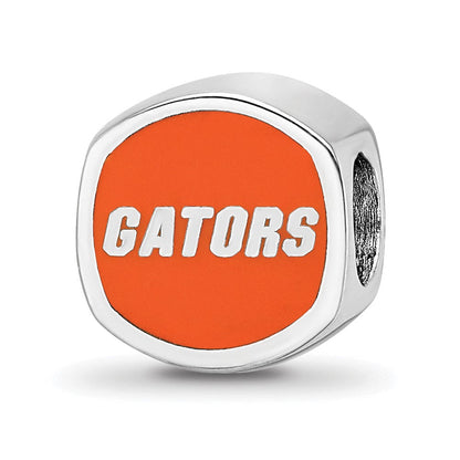 Sterling Silver Rhod-Pltd Logoart U. of Florida Enamel Double Logo Bead