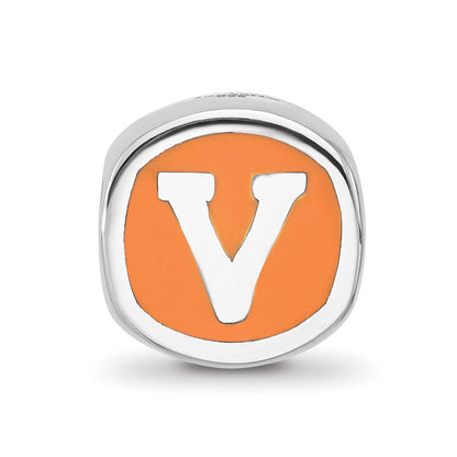 Sterling Silver Rhod-Pltd Logoart U. of Virginia Double Logo Enamel Bead