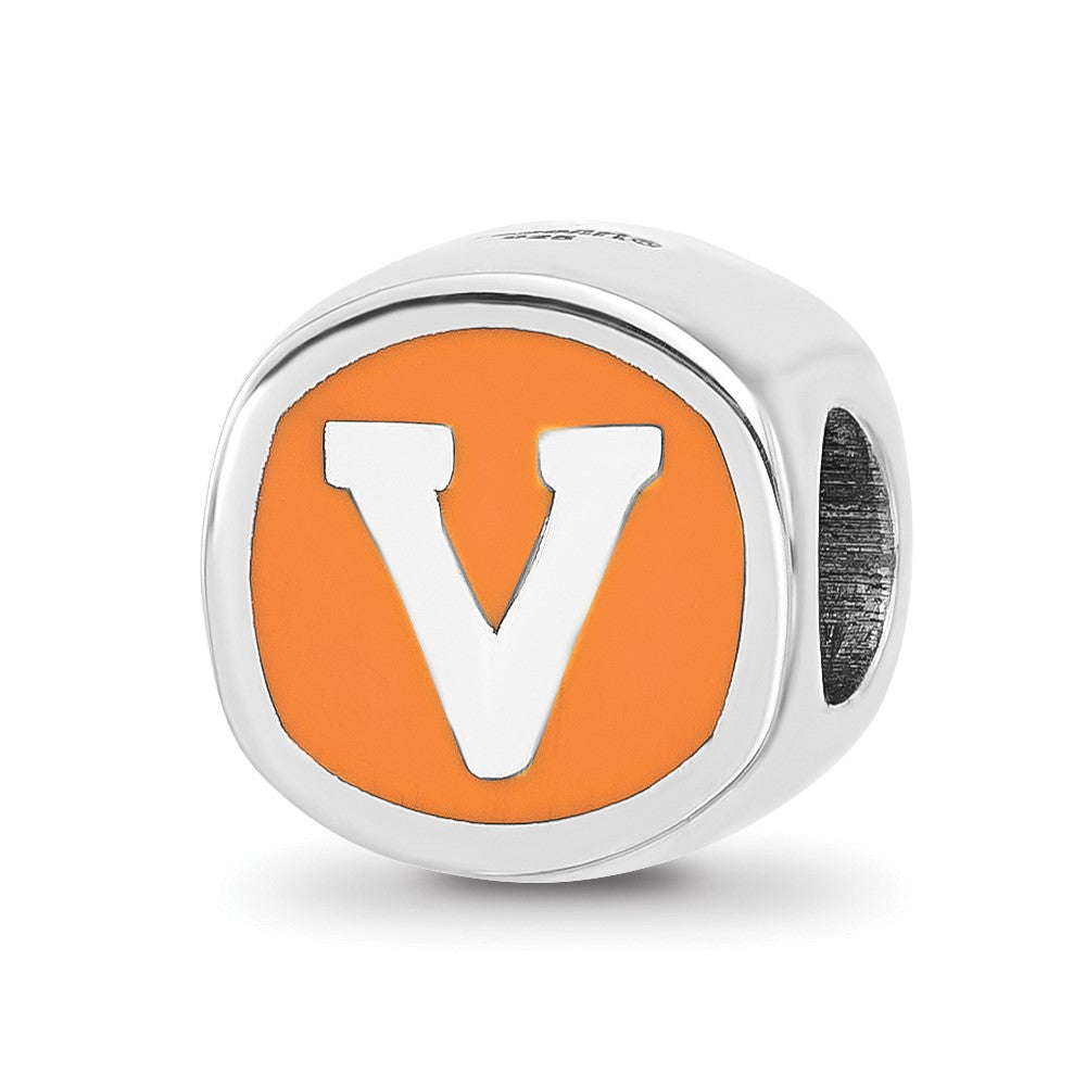 Sterling Silver Rhod-Pltd Logoart U. of Virginia Double Logo Enamel Bead