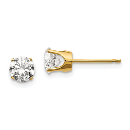 14K Yellow Gold 14Y 1.00Ct. I1 J K Diamond Stud Push On Post Earrings
