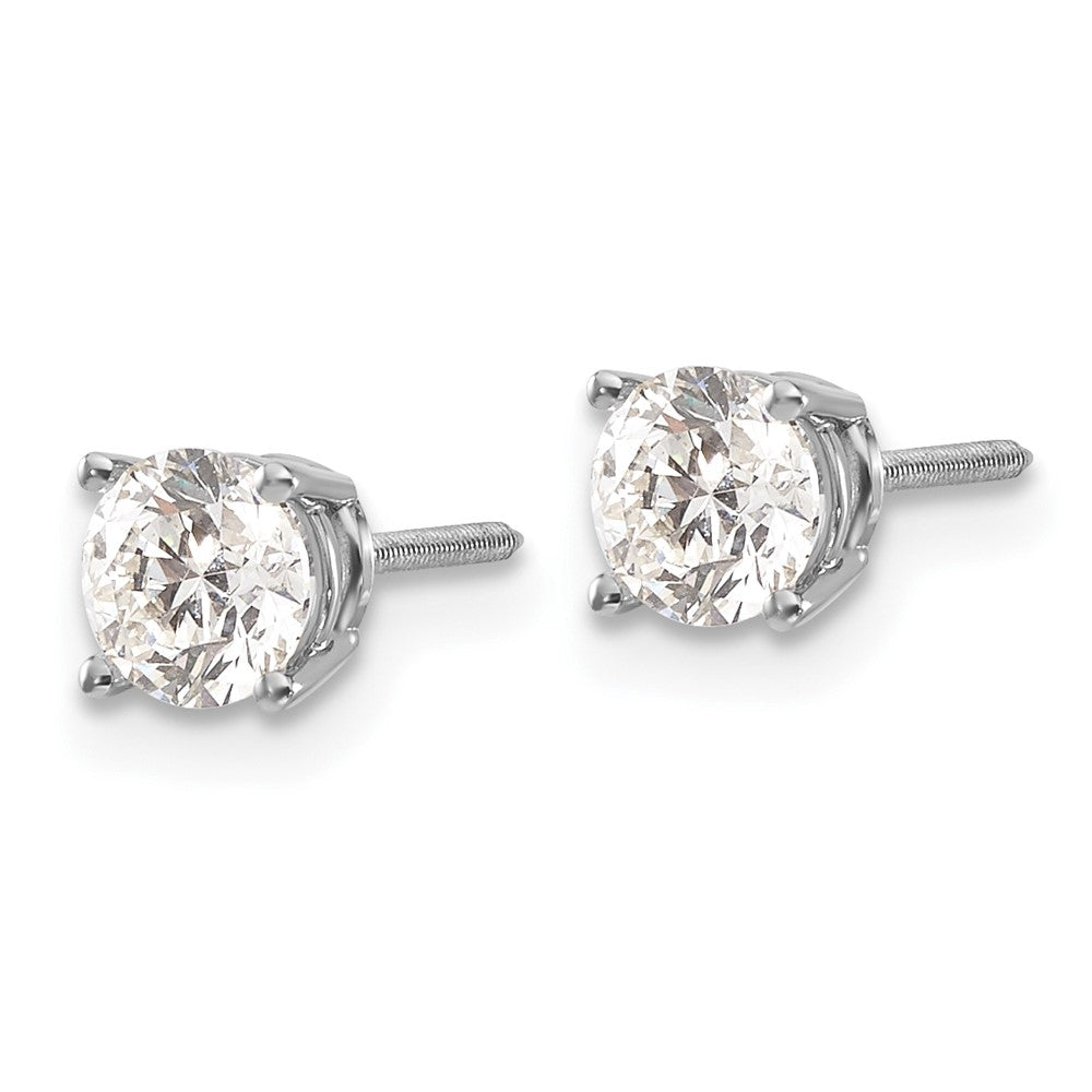 14K White Gold 14Kw 1.00Ct Si3 G I Diamond Stud Thread On/Off Post Earrings