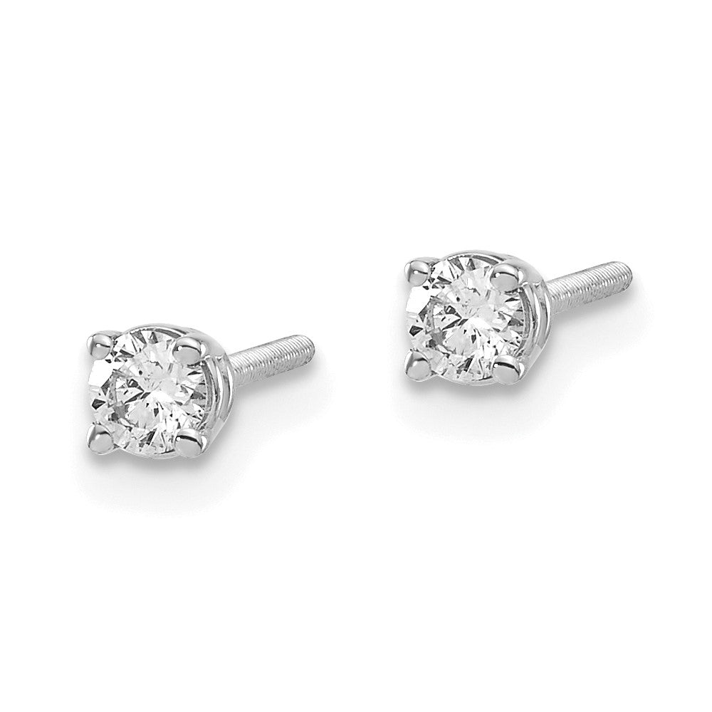 14K White Gold 14Kw .20Ct Vs2/Si1 G I Diamond Stud Thread On/Off Post Earrings