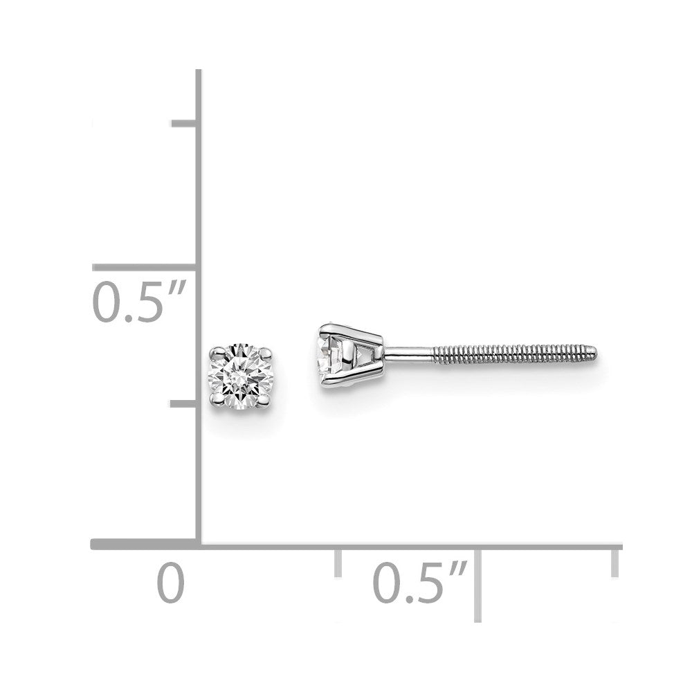 14K White Gold 14Kw .20Ct Vs2/Si1 G I Diamond Stud Thread On/Off Post Earrings