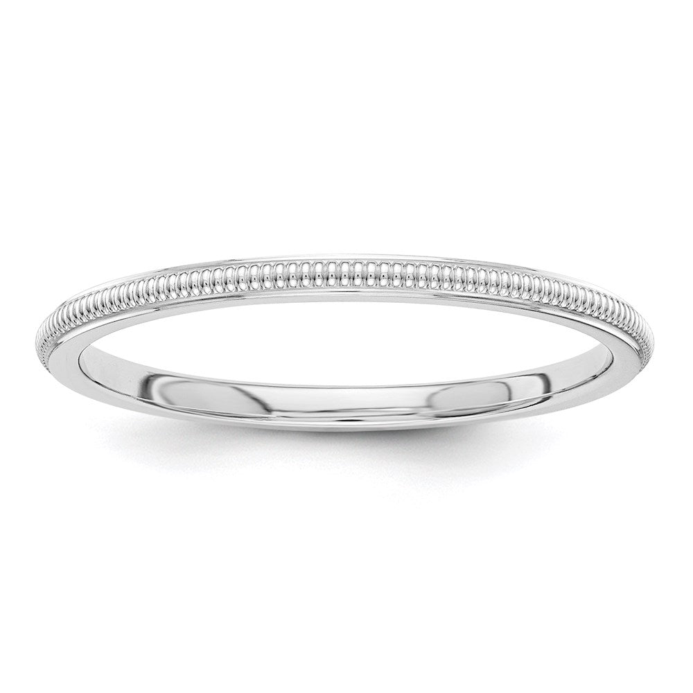10k White Gold 1.5mm Milgrain Stackable Wedding Band Ring