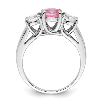Sterling Silver Survivor Collection Rhodium Plated Clear Pink Topaz Pamela Ring (Size 7 Only)