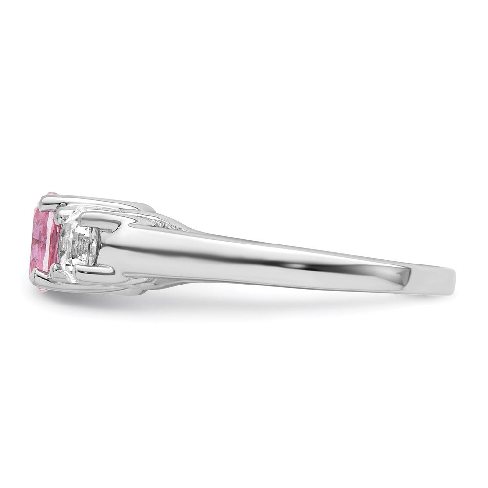 Sterling Silver Survivor Collection Rhodium Plated Clear Pink Topaz Pamela Ring (Size 7 Only)