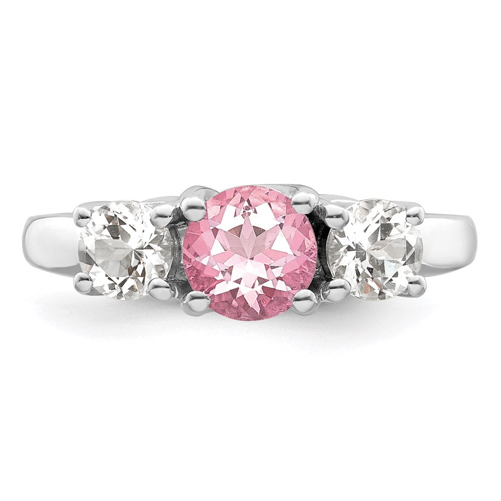 Sterling Silver Survivor Collection Rhodium Plated Clear Pink Topaz Pamela Ring (Size 7 Only)