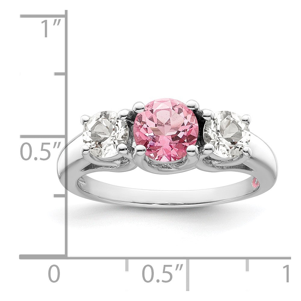 Sterling Silver Survivor Collection Rhodium Plated Clear Pink Topaz Pamela Ring (Size 7 Only)