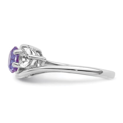 10K White Gold Survivor Collection Clear/Purple Swarovski Topaz Sue Ring