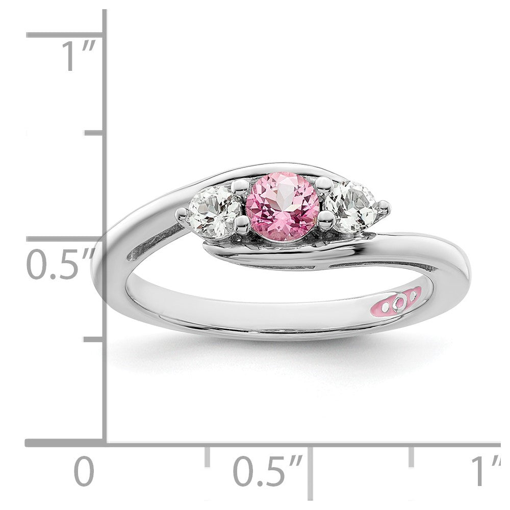 10K White Gold Survivor Collection Clear/Pink Swarovski Topaz Sue Ring