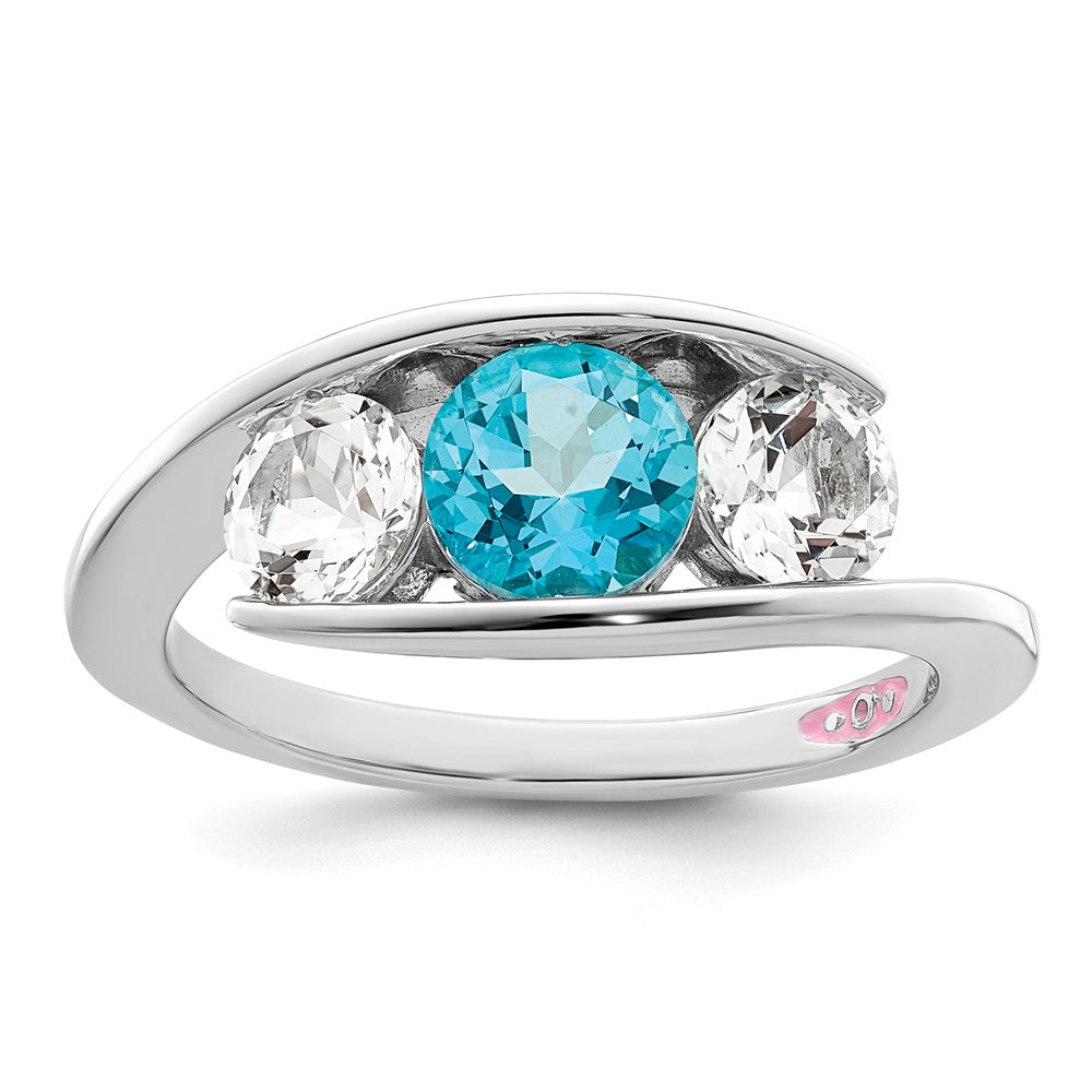 10k White Goldw Survivor Collection Clear u0026 Blue Swarovski Topaz Journey Ring