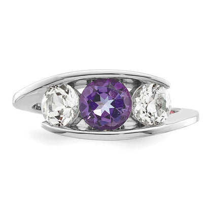 10k White Goldw Survivor Collection Clear/Purple Swarovski Topaz Journey Ring