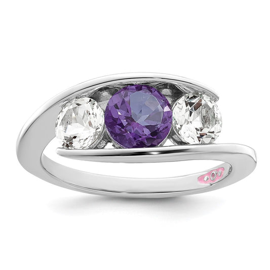 10k White Goldw Survivor Collection Clear/Purple Swarovski Topaz Journey Ring