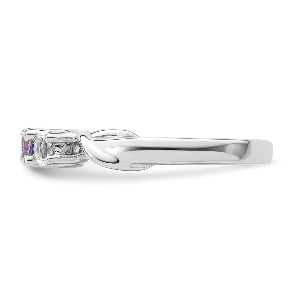 Sterling Silver Survivor Collection Rhodium Plated White And Purple Topaz Joanna Ring (Size 6 Only)