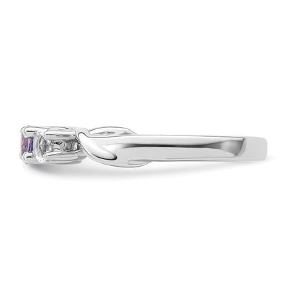 Sterling Silver Survivor Collection Rhodium Plated White And Purple Topaz Joanna Ring (Size 6 Only)