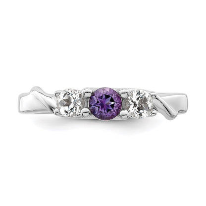 Sterling Silver Survivor Collection Rhodium Plated White And Purple Topaz Joanna Ring (Size 6 Only)