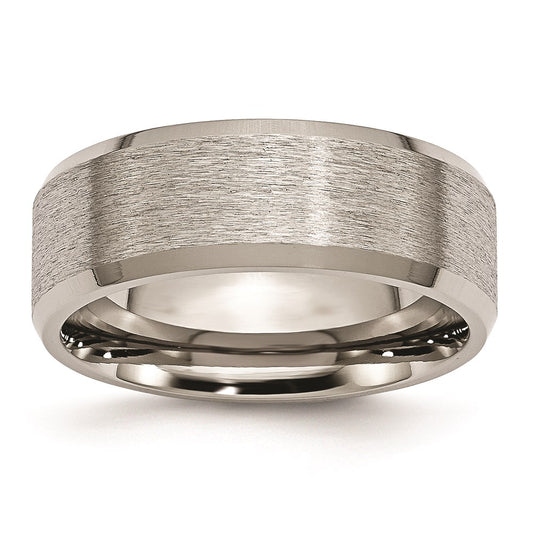 Titanium Beveled Edge 8mm Satin And Brushed Band