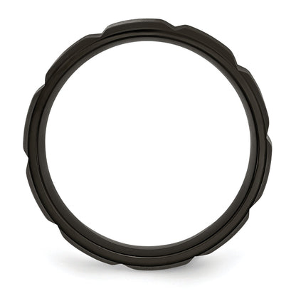 Titanium Brushed And Polished Black Ip Plated 8mm Grooved Band