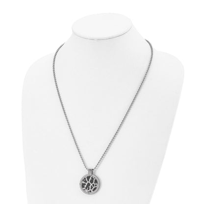 Titanium Polished Black Enamel With 1/20Ct. Diamond 24In Necklace