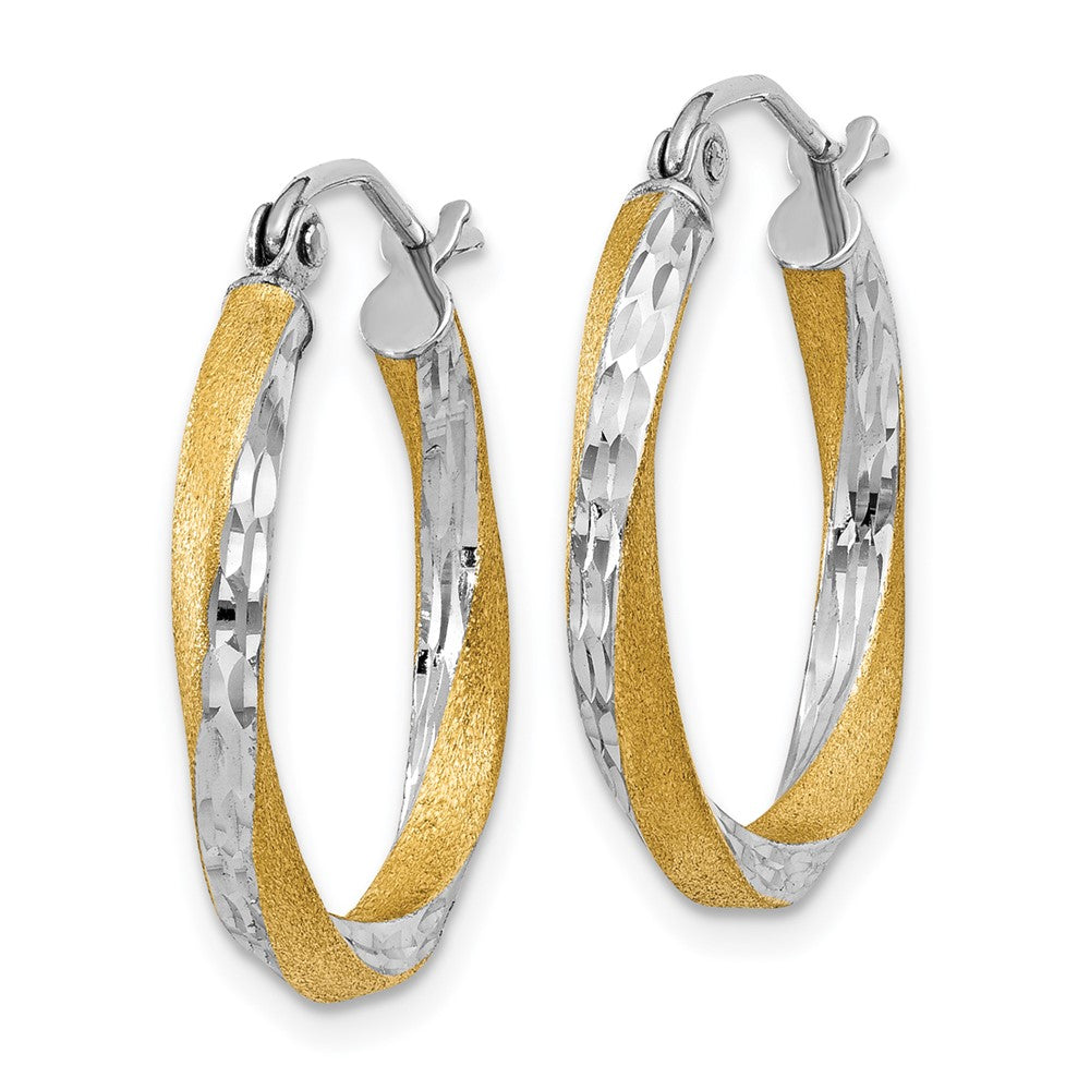 14K Yellow & Rhodium Diamond-Cut 2.5mm Twisted Hoop Earrings