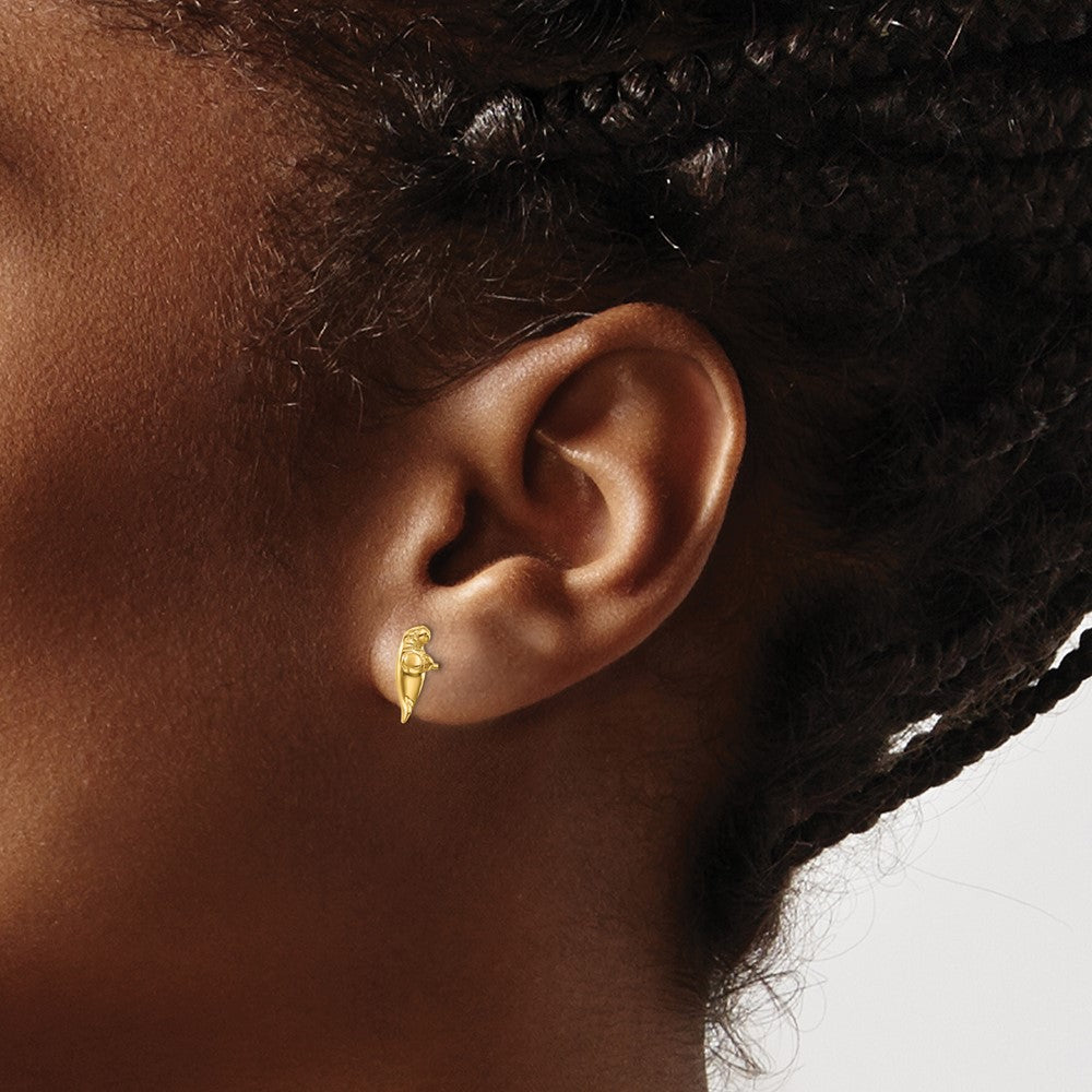 14K Yellow Gold Mini Manatee Post Earrings