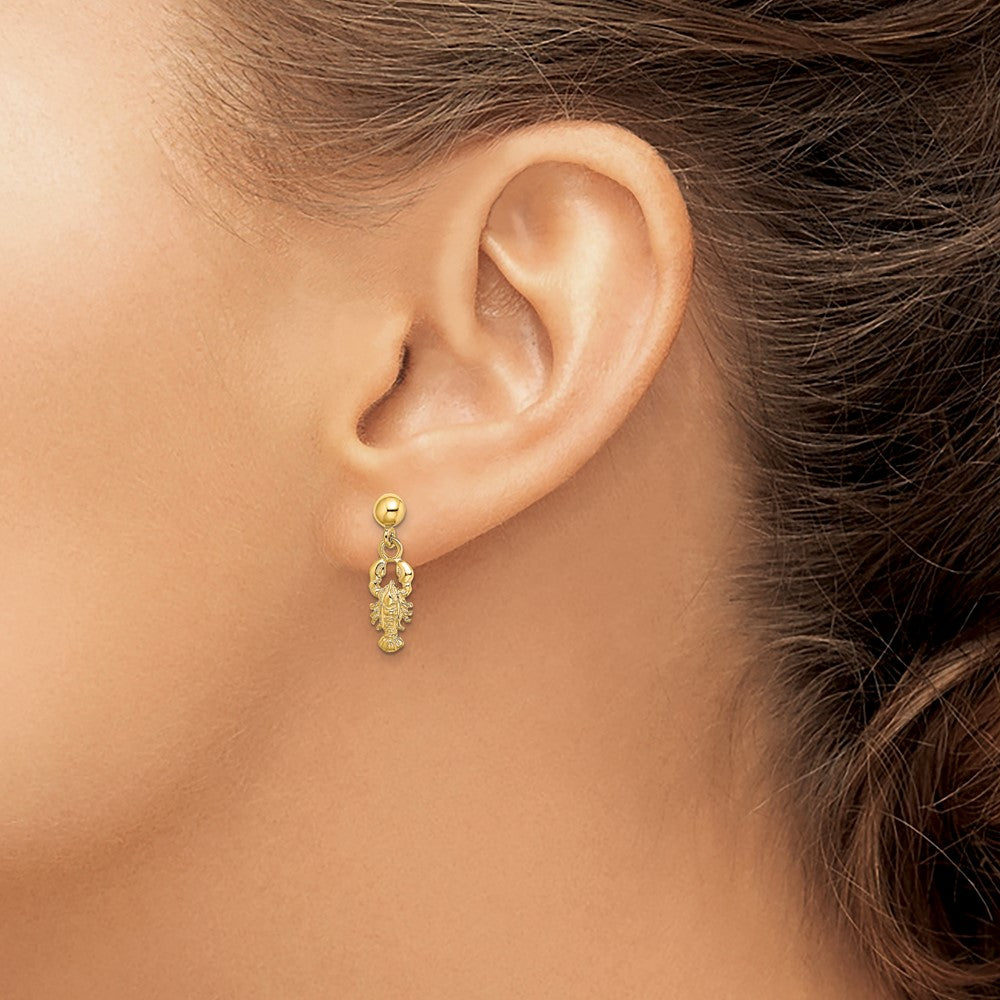 14K Yellow Gold Lobster Post Dangle Earrings