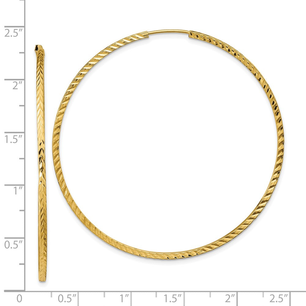 14K Yellow Gold Diamond-Cut Square Tube Endless Hoop Earrings