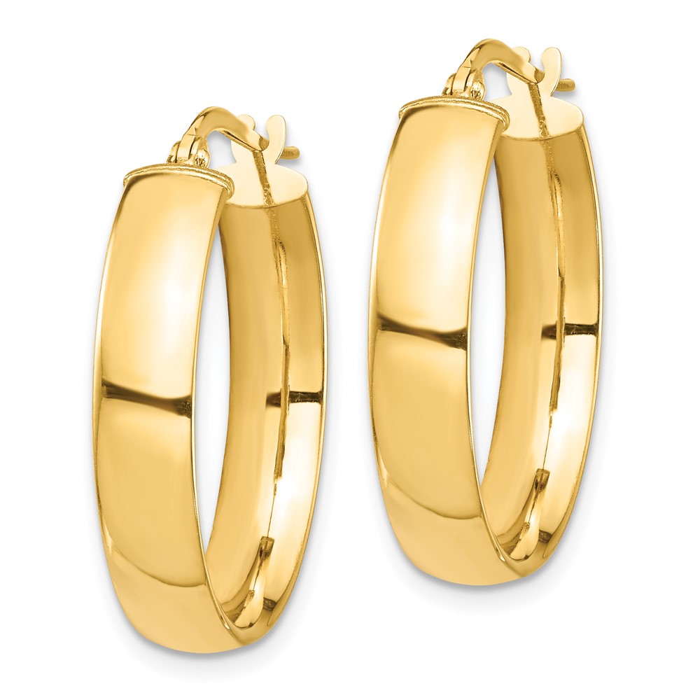 14K Yellow Gold High Polished 5mm Hoop Earrings