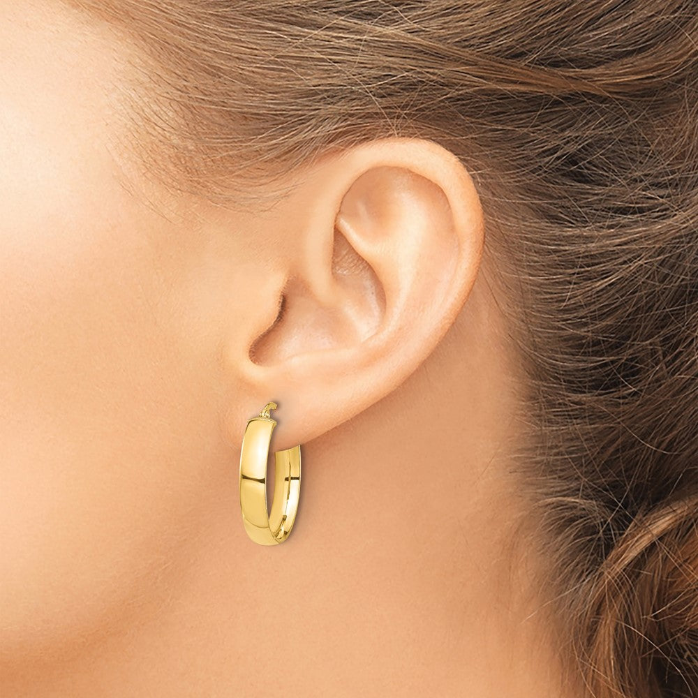14K Yellow Gold High Polished 5mm Hoop Earrings