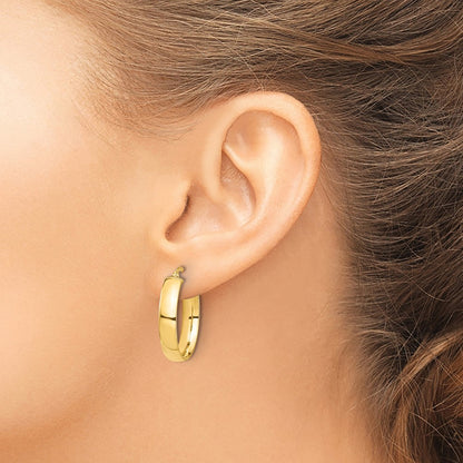 14K Yellow Gold High Polished 5mm Hoop Earrings