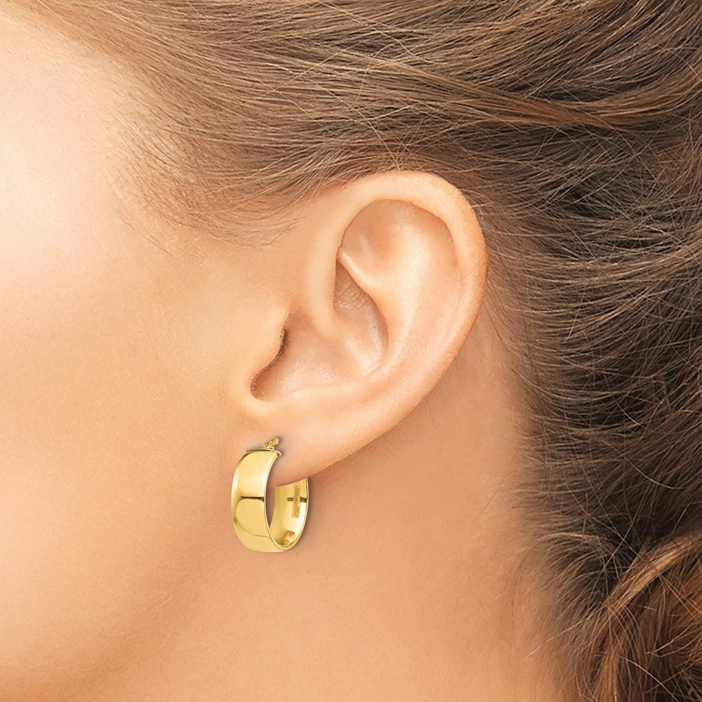 14K Yellow Gold High Polished 7mm Hoop Earrings