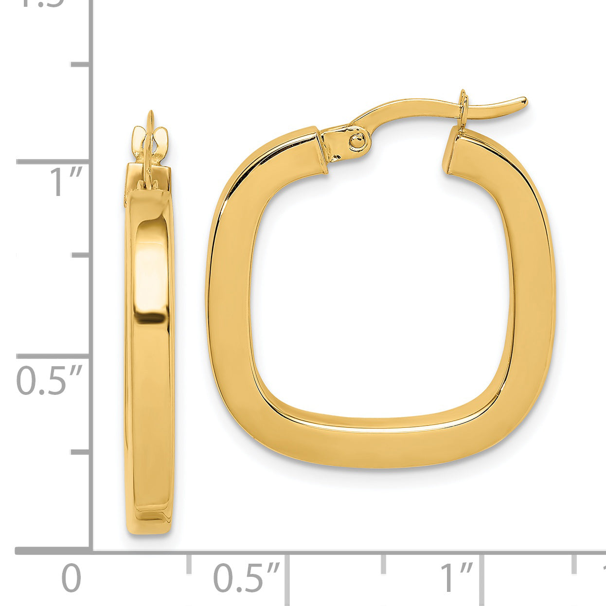 14K Yellow Gold Square Tube Hollow Hoop Earrings