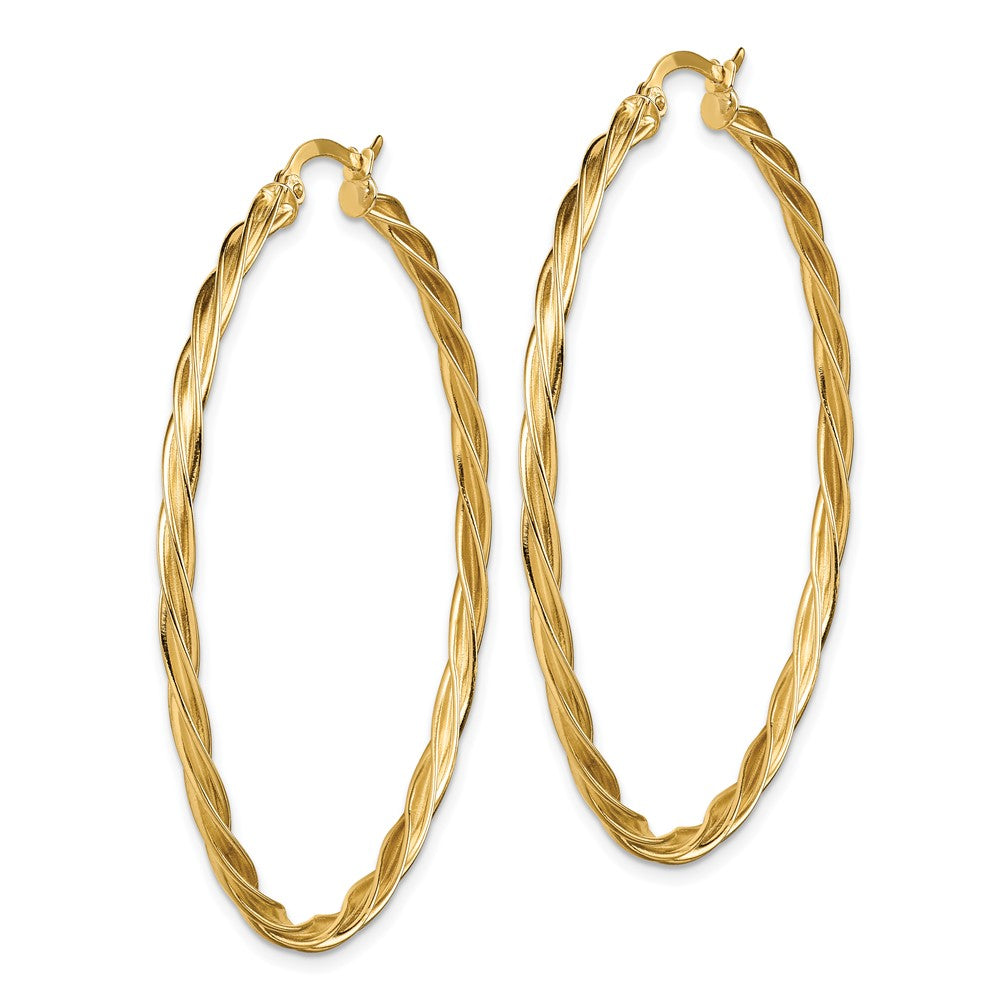14K Yellow Gold Polished 2.5mm Twisted Hoop Earrings