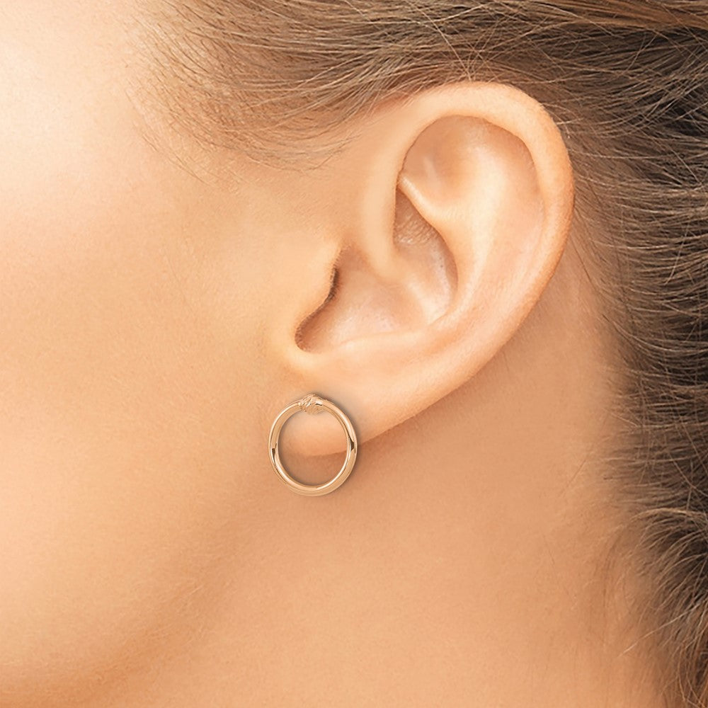 14K Rose Gold Polished & D/C Circle Post Earrings