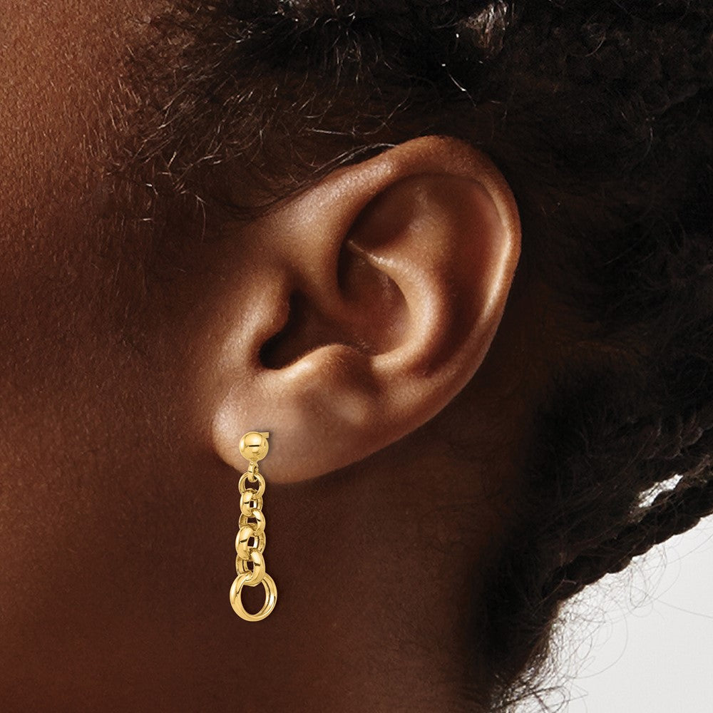 14K Yellow Gold Polished Circle Link Post Earrings