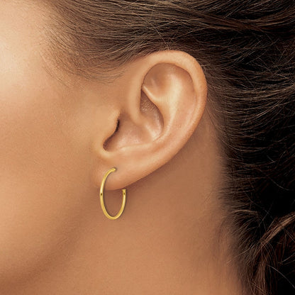 14K Yellow Gold 1.2 X 20mm Polished Post Hoop Earrings