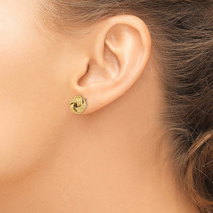 14K Yellow Gold Polished Textured Triple Love Knot Post Earrings